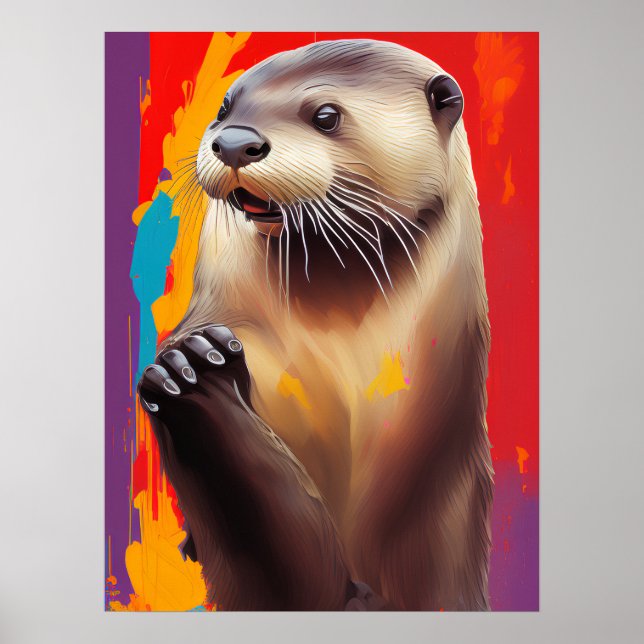 Affiche artistique de loutre priante - Impression  (Devant)