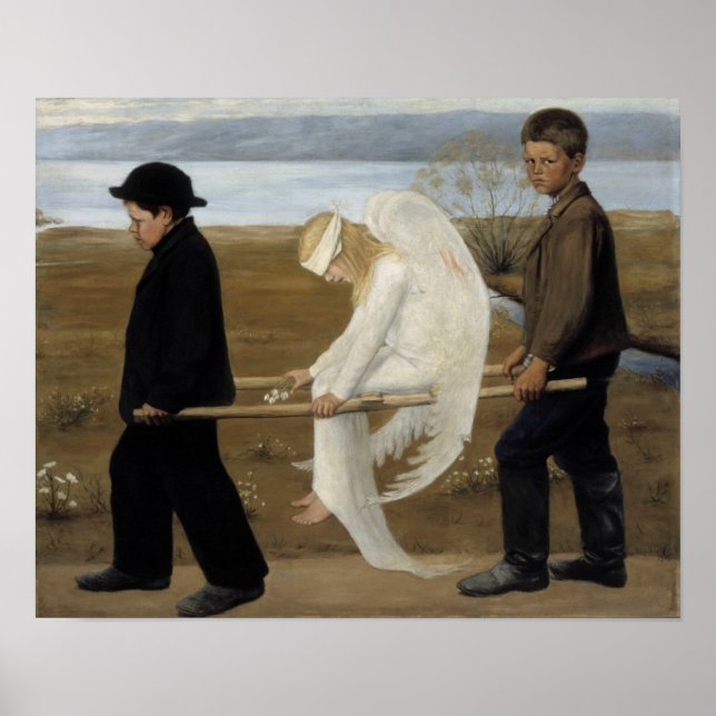 Affiche artistique de Simberg "L'ange blessé" (Devant)