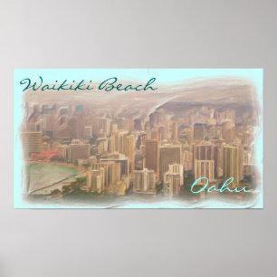Affiche artistique de Waikiki Beach Oahu