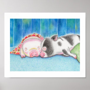 Affiche artistique pour enfants de cochons miniatu