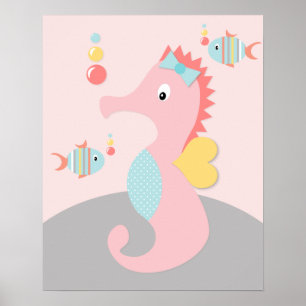 Affiche artistique représentant une vie marine ave