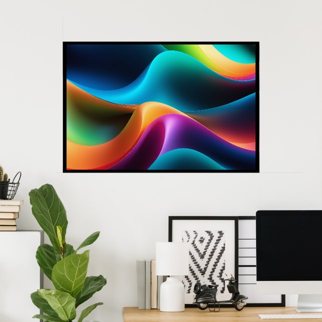 Affiche audacieuse de vagues de couleurs RVB abstr (Bureau à domicile)
