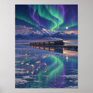 Affiche Aurora Salt Lake Night Train 12x16