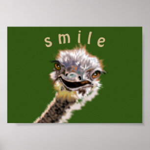 Affiche Autruche Enjouée - Sourire - Votre Couleur