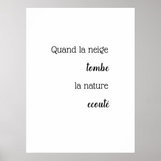 Affiche avec citation de neige en français