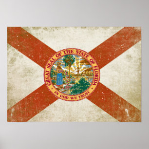 Affiche avec le drapeau affligé de la Floride