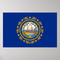 Affiche avec le drapeau du New Hampshire, États-Un