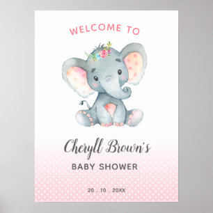 Affiche Baby shower éléphant Affiche de bienvenue 