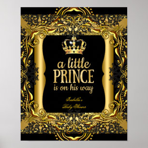 Affiche Baby Shower Petit Prince Or Noir