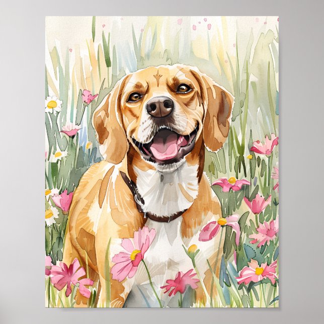 affiche beagle aquarelle murale pour chien (Devant)