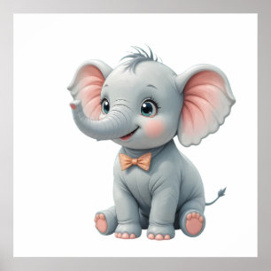 Affiche Bébé Éléphant Rose pour Chambre – Décorati