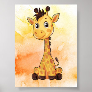 Affiche bébé girafe adorable ! Décoration de nurse