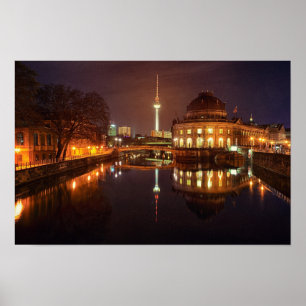 Affiche Berlin Allemagne Skyline Nuit Tour de télé
