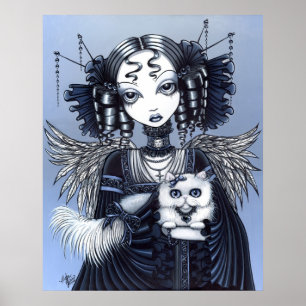 Affiche blanche d'ange de chat persan d'Elizabeth