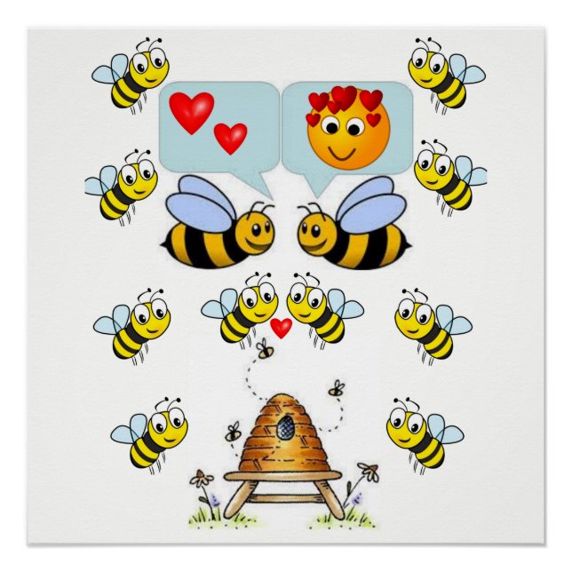 affiche blanche jaune d'abeille (Devant)