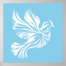 Affiche bleu contour de colombe