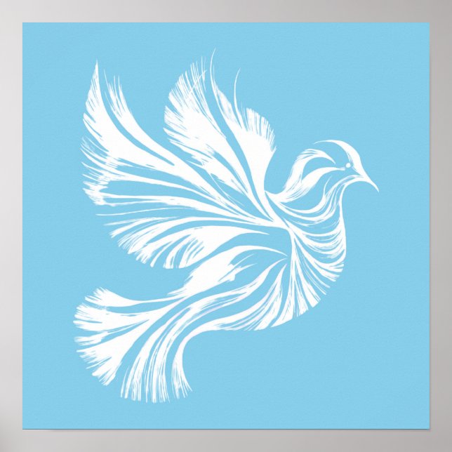 Affiche bleu contour de colombe (Devant)