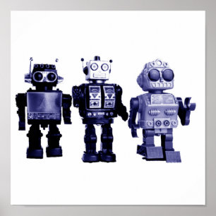 affiche bleue de robots