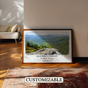 Affiche Blue Ridge Parkway Caroline du Nord, aquar