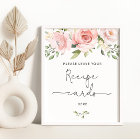 Affiche Blush floral laissez votre carte de recett