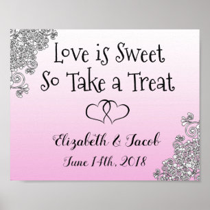 Affiche Bonbon Rose et Noir L'amour est Doux