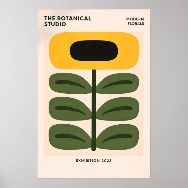Affiche botanique abstraite, impression florale mo (Devant)