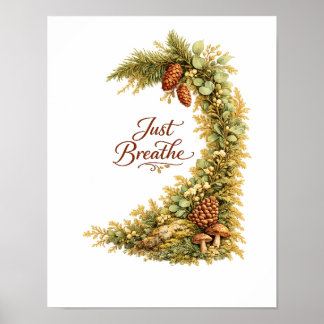 Affiche botanique du cône de pin de la forêt