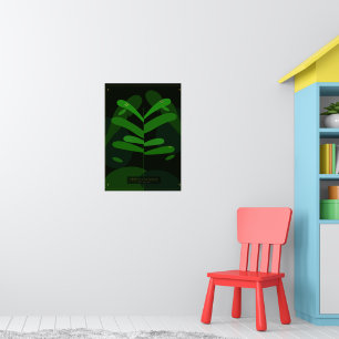 Affiche botanique tropicale sombre Feuilles vert