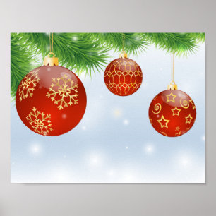 Affiche Boules Rouges de Noël