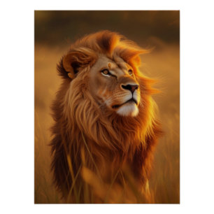Affiche Brillante Coucher de Soleil Lion Doré Maje