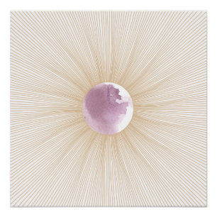 Affiche brillante cycle lunaire géométrique violet