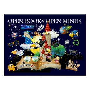 Affiche brillante de livres ouverts à l'école