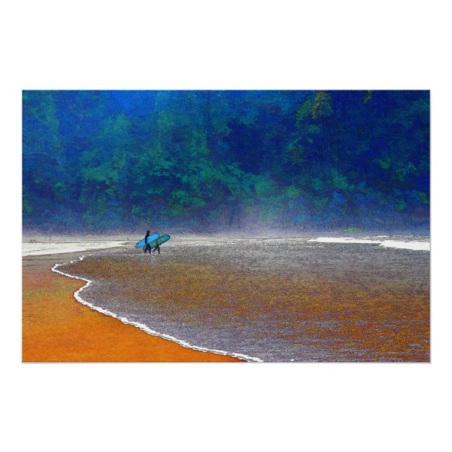 Affiche brillante des surfeurs de l'Oregon (Devant)