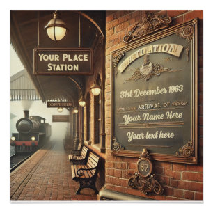 Affiche brillante personnalisable de gare ferrovia