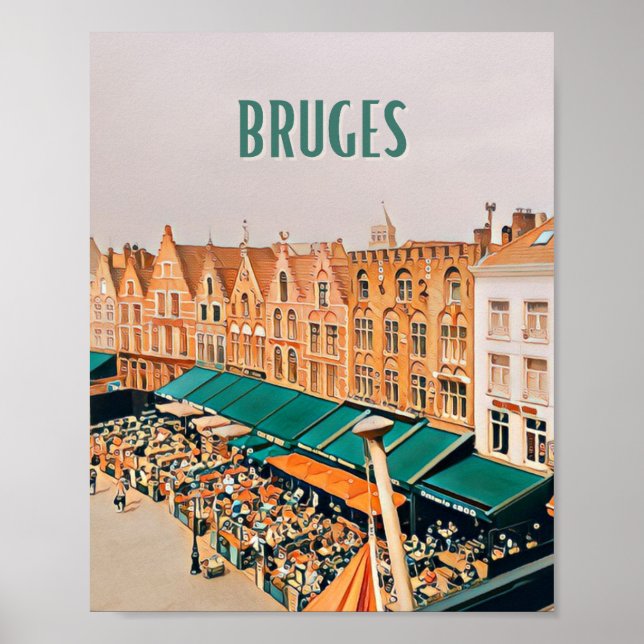 Affiche Bruges Belgique Photo Vintage (Devant)