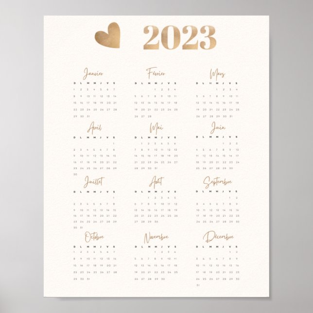 Affiche Calendrier 2023 COEUR Version Française (Devant)