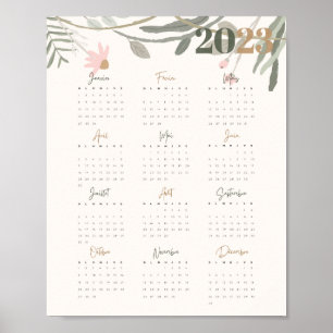Affiche Calendrier 2023 FLORAL PASTEL - FR Poster