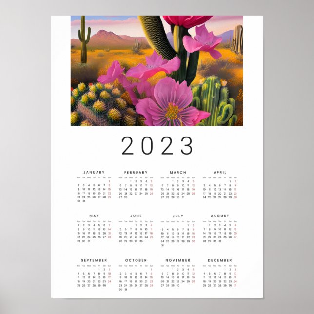 Affiche Calendrier de l'Art numérique des fleurs d (Devant)