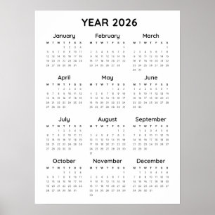 Affiche Calendrier minimaliste Arc-en-ciel 2026