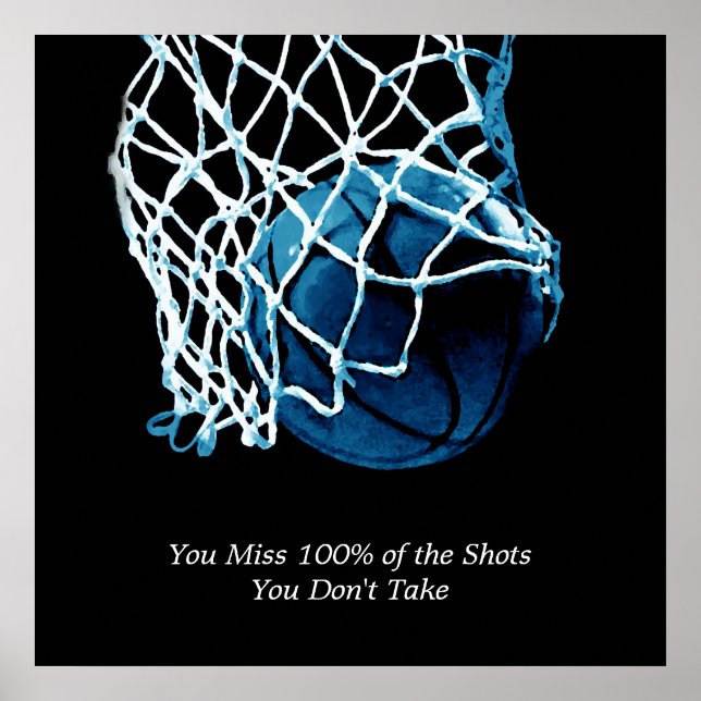 Affiche Carré Bleu de basket-ball (Devant)