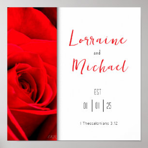 Affiche carré de rose rouge de déclaration d'amour