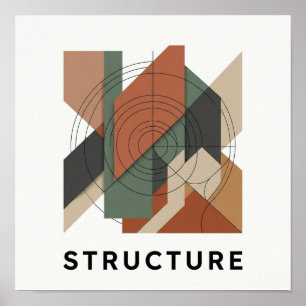 Affiche carrée de géométrie superposée Bauhaus