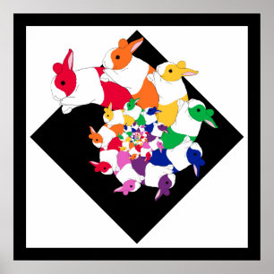 Affiche carrée de lapins de fractale