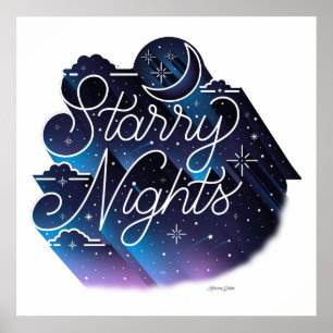 Affiche carrée de nuits étoilées (24x24)