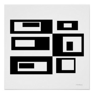 AFFICHE Carrés Abstraits Noir et Blanc