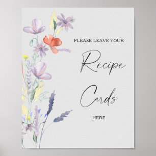 Affiche carte de recette florale boho