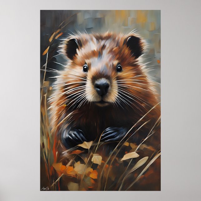 Affiche | Castor | Style de peinture à l'huile (Devant)