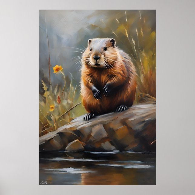 Affiche | Castor | Style de peinture à l'huile (Devant)