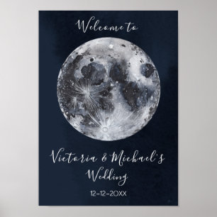 affiche céleste pleine lune et étoiles