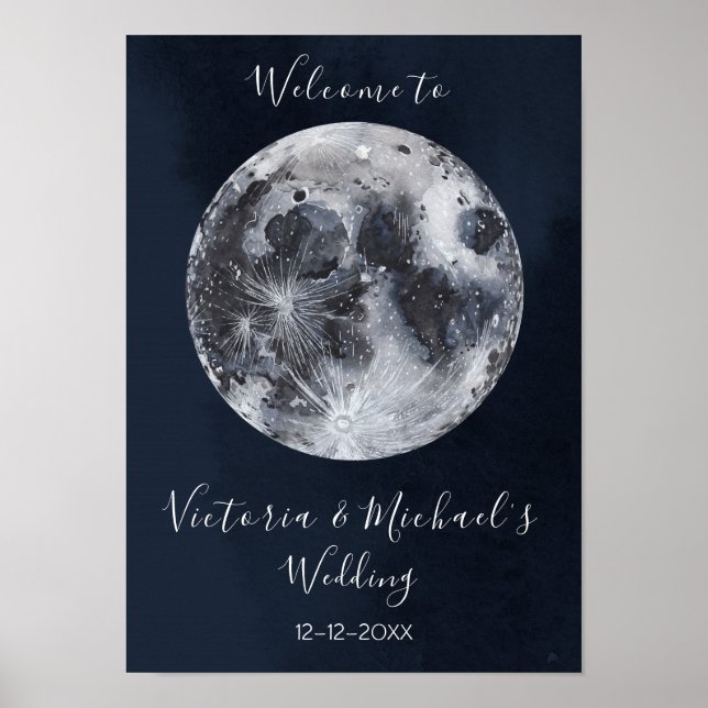 affiche céleste pleine lune et étoiles (Devant)